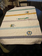 Pottery Barn Kids Colby Animal Baby Quilt Embroidered Alligator Elephant