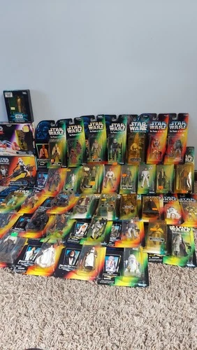 Vintage Kenner Star Wars 90s POTF Lot Of 38 Green & Red Card W Speeder Bikes