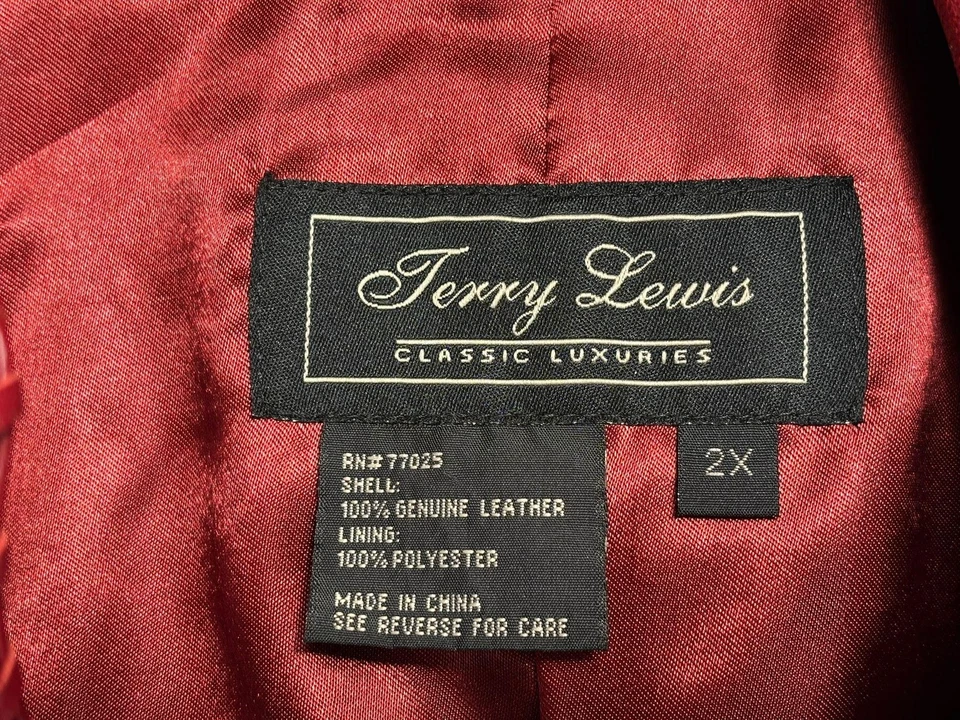 Chaqueta Terry Lewis Mujer 2XL Rojo Cuero Genuino Clásico Abrigo de Lujo Foto 3 de 4