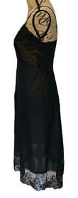 Vtg Vanity Fair Slip Black Lace Bodice Hem Sz 32 Pin-Up Retro Boudoir Lingerie