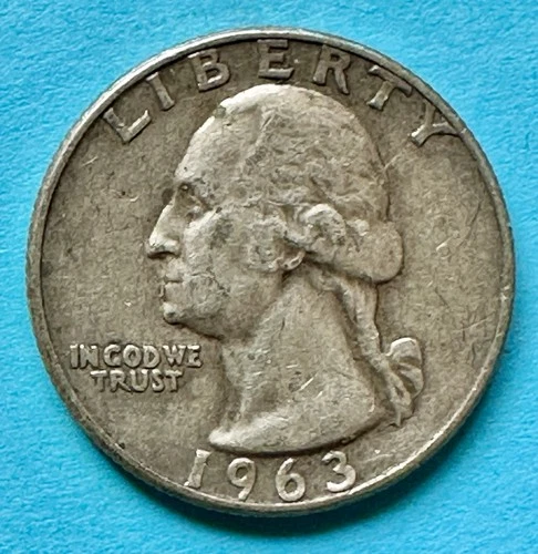 1963-D Washington Quarter. 90% Silver. XF+ Condition. Charity Auction. ￼