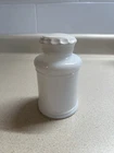 Vintage WHITE MILK GLASS APOTHECARY BOTTLE JAR Threaded CAP Pharmacy Medicine