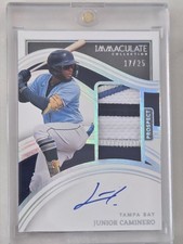2023 Panini Immaculate JUNIOR CAMINERO Prospect RC Patch Auto Holo Silver #/25