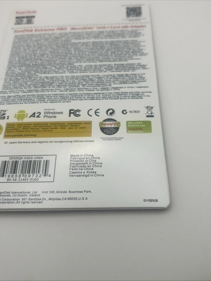 SanDisk Extreme PRO 16GB microSDXC UHS-I Memory Card with SD Adapter A2 -UK - Image 2 of 2