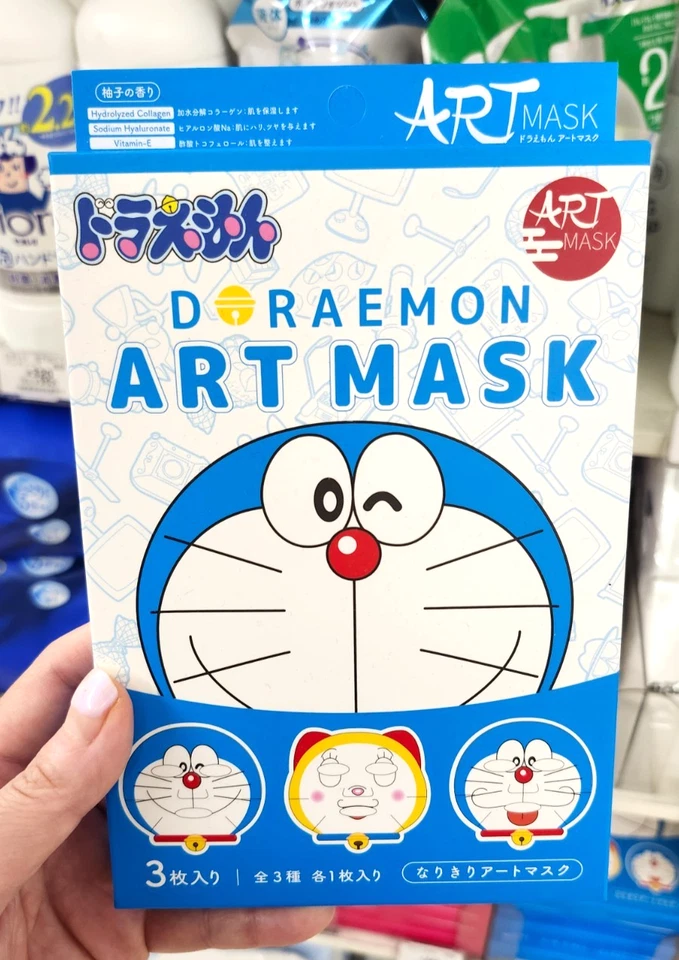 Doraemon Face Pack Sheet Mask 3 Sheets Japan Limited Edition Skincare Gift Made - Image 3 of 4