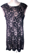 Ann Taylor LOFT Black Lace Sleeveless Nude Lined Sheath Dress Size 6 B5