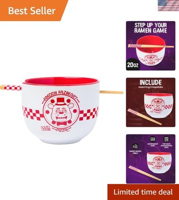 Five Nights at Freddy's Freddy Fazbear Pizza Box Ceramic Ramen Noodle Rice Bo...
