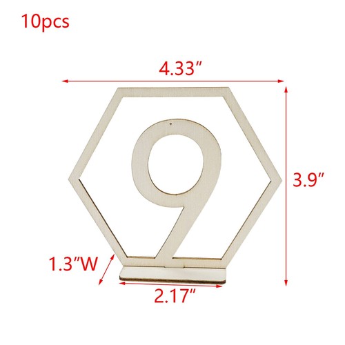 10pcs 1-10 Wooden Table Numbers Wedding Table Numbers with Holder Base Wooden... - Picture 2 of 7