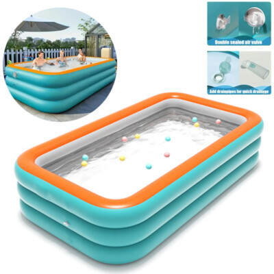 #ad 102quot;x63quot;x22quot; Extra Large Family Inflatable Swimming Pool for Kids Adults Pools