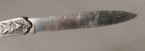 Antique Coin Silver Pocket Knife Fruit Knife Engraved Aesthetic Design Style - Picture 3 of 3