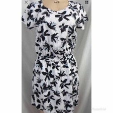 BANANA REPUBLIC WHITE/BLACK FLORAL PRINT CUT OUT BACK MINI DRESS SIZE: M NWT