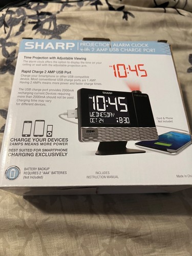 SHARP Alarm with Projector and 2Amp USB Charger Port - Picture 2 of 4