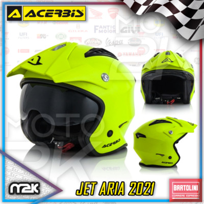 CASCO ACERBIS JET ARIA STREET URBAN MONO GIALLO FLUO MOTO TRIAL SCOOTER  QUAD | eBay