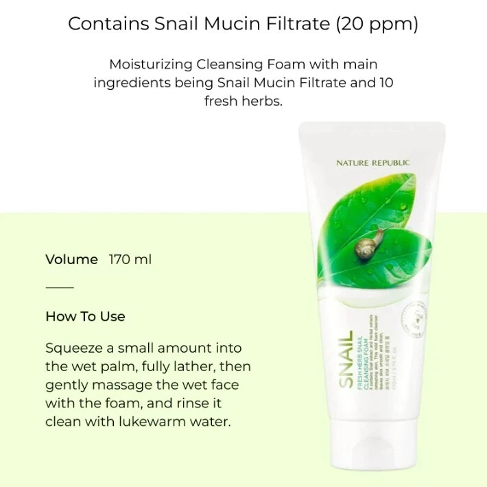 Espuma limpiadora de hierbas frescas Nature Republic 170 ml #Espuma limpiadora de humedad para caracoles Foto 3 de 4