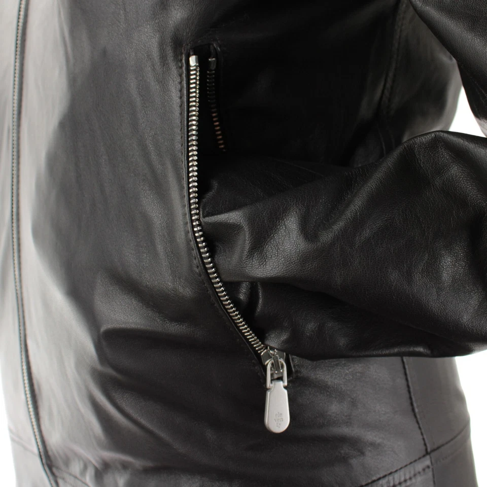 Chaqueta de cuero Eleventy Platinum nueva sin etiquetas cremallera completa talla 50 EE. UU. mediana en marrón oscuro Foto 3 de 4