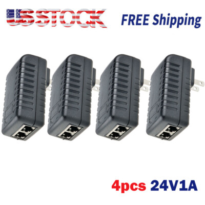 4pcs POE Injector 24V 1A Wall Plug Ethernet Adapter IP Phone Camera Power Supply