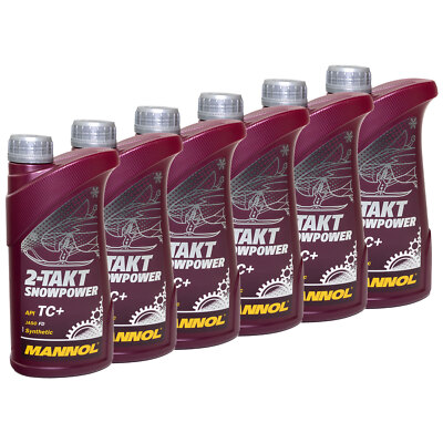 Motoröl 2-Takt Snowpower Schneemobilöl Scheemobile MANNOL API TC+ 6x 1 Liter Oel