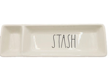 Rae Dunn Artisan Collection STASH Ceramic Divided Dish Organizer Trinkets Coins
