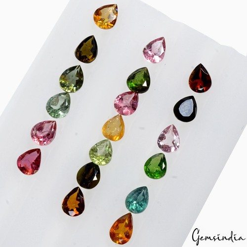 19.90 Ct Natural Multi Tourmaline 5mmx4mm Pear Calibrated Cut Unheated Gemstones - Picture 8 of 9