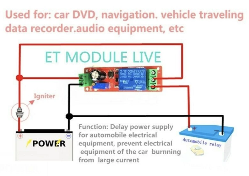 DC 12V Delay Relay Shield NE555 Timer Switch Module, Adjustable 0 - 10 Second - Image 2 of 4
