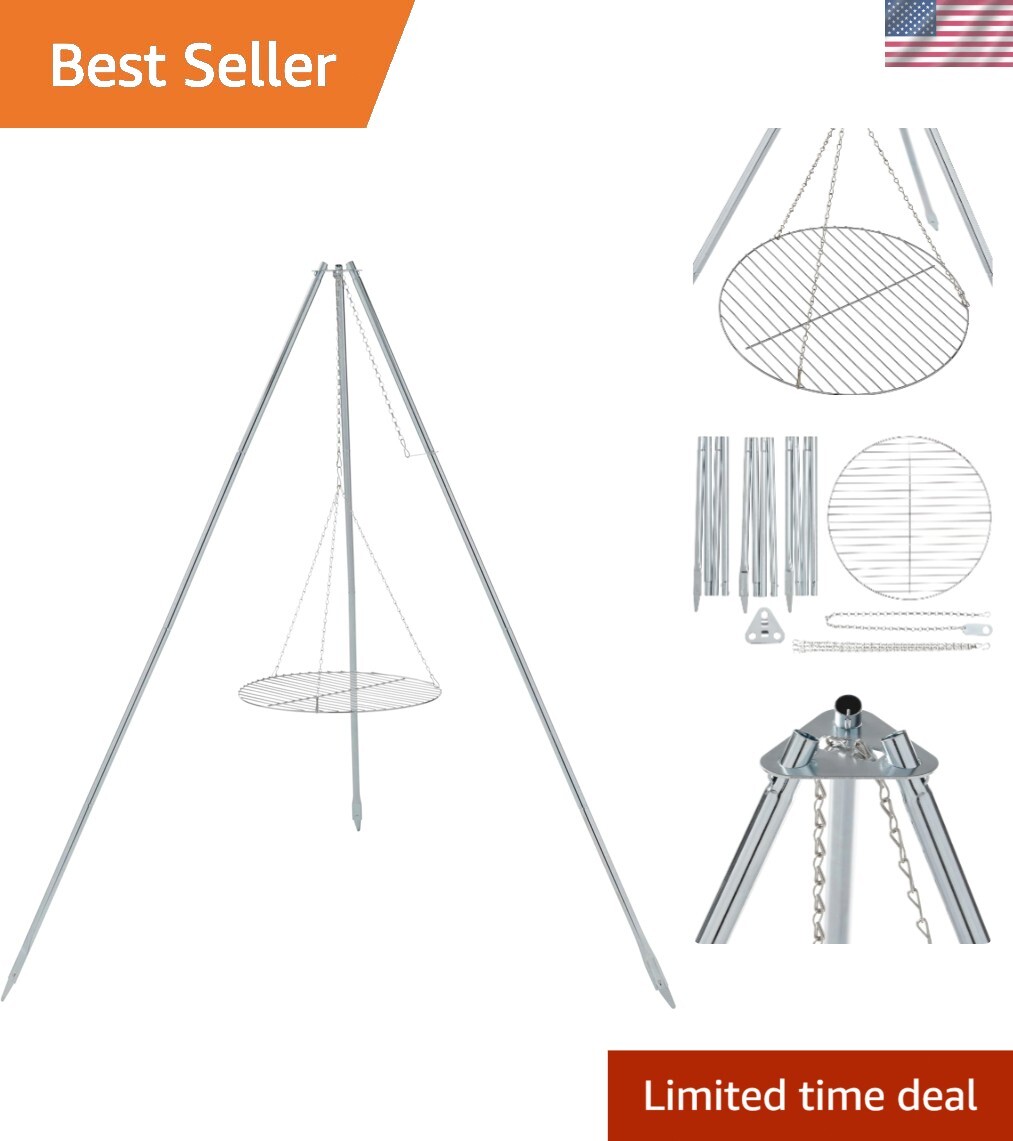 Collapsible Tripod Grill and Lantern Hanger – Ideal for