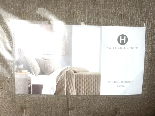 Hotel Collection Yarn Dyed Luxury Coverlet Set Mushroom/Taupe Queen 94"x96" $430 - Picture 2 of 6