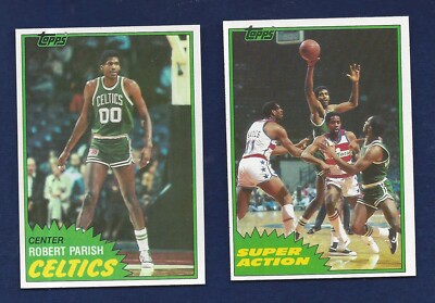 LOT OF TWO RAZOR SHARP 1981 TOPPS BASKETBALL #6 108 ROBERT PARISH ONLY .99 SHIP