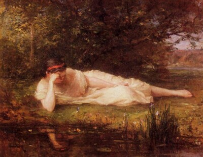 Oil painting Study-The-Waters-Edge-1864-Berthe-Morisot-Oil-Painting Study-The-Wa