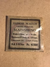 Illinois Factory Mainspring for 0s 3/0s Models No 47359 - Steel