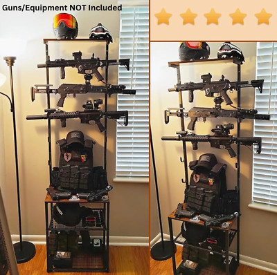 Rifle Gun Rack Wall Display Stand Storage Organizer Holder Holds up 5 Guns Large