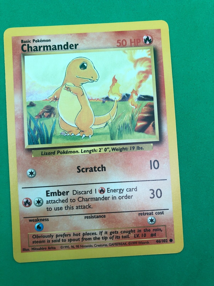 pokemon base set common card #46/102 charmander #46 [Shadowless] Retreat Cost Charmander 46/102 - Base Set