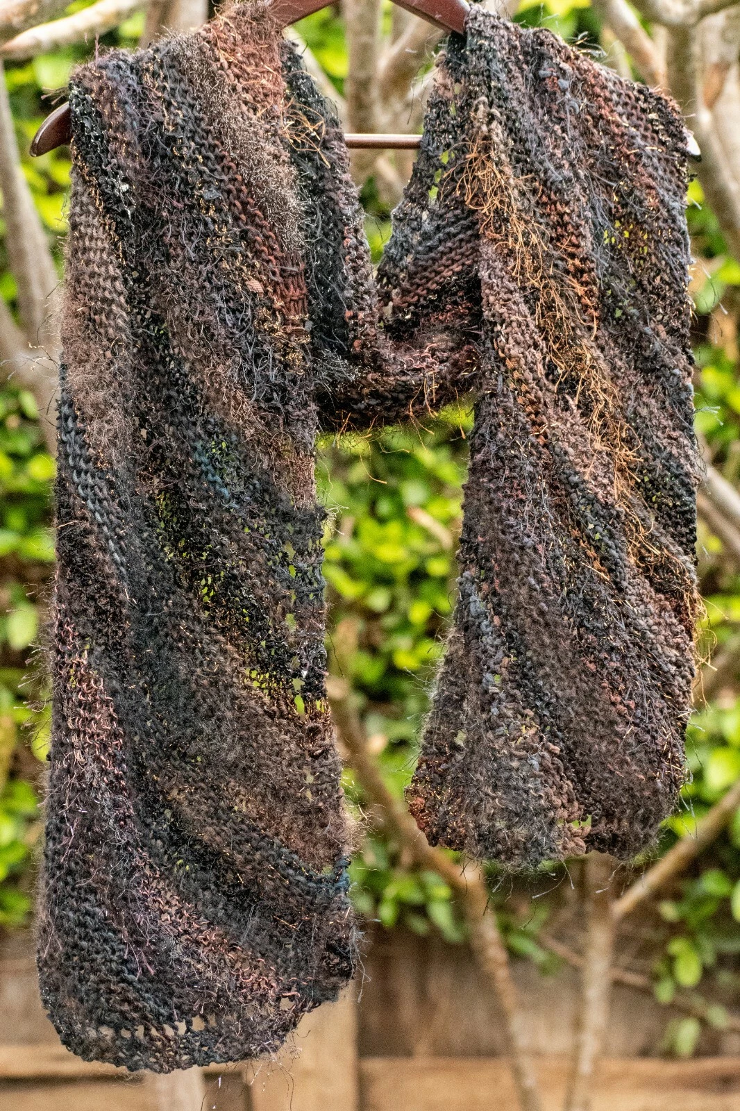 Handmade Knit Scarf - Brown/Copper - Prism Wild Stuff Yarn