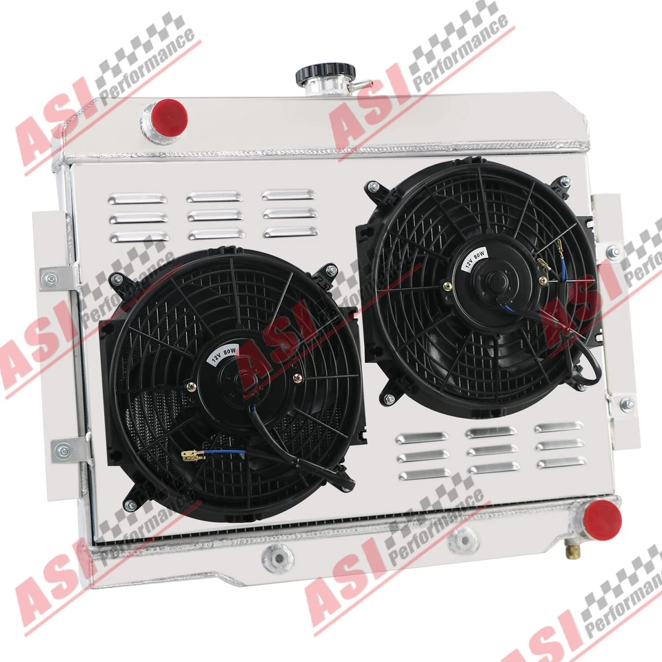 3-Row Radiator+Shroud Fan fit 72-86 Jeep CJ/CJ5/CJ7 Chevy Small Block Swap Foto 3 de 4