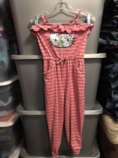 Hello Kitty girls sleeveless pants romper size 7 pink  gray