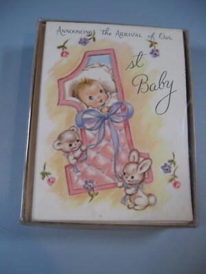 Vintage Box of Birth Announcement Cards Unused