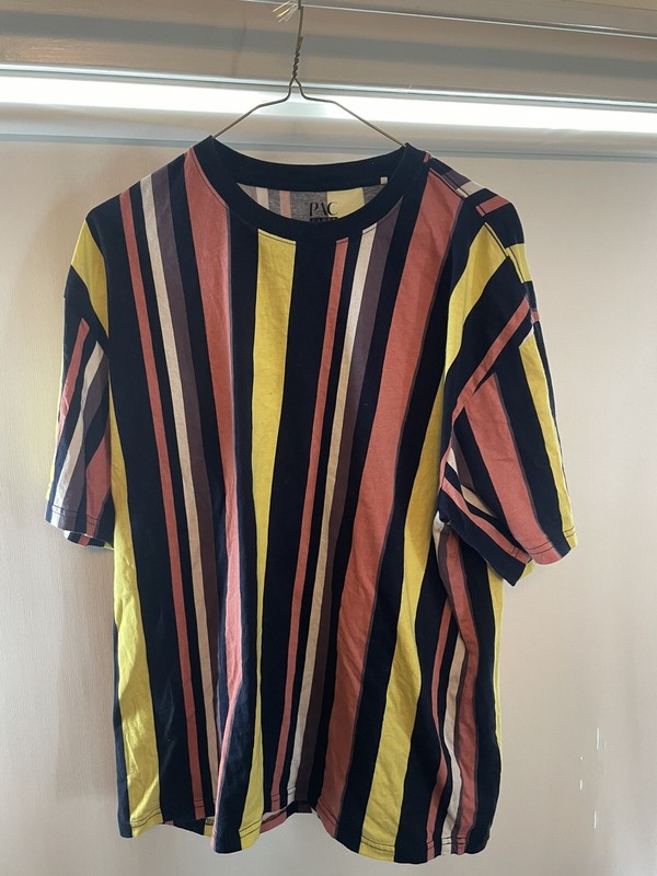 Pacsun PAC Cares Shirt Men's Sz Large Crew Neck Stripped #5181