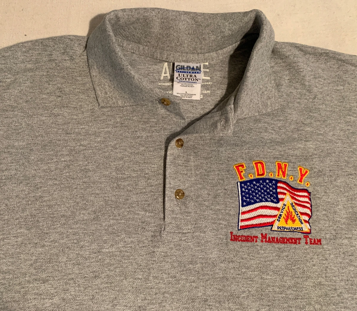 FDNY Fire Department New York Polo Shirt Sz L NYC FDNY Incident