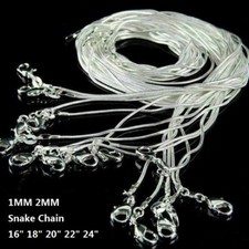 Wholesale Bulk 1MM 2MM silver EP snake Chain Silver Plated Men&Women necklace