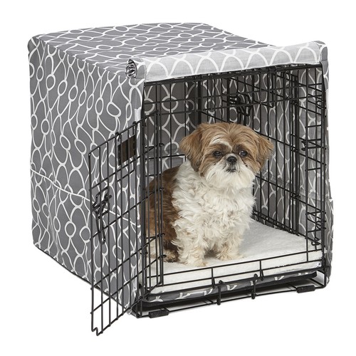 Dog Crate Cover High Quality Quiet Time Private Secure Comfort Cool Grey Pattern - Picture 6 of 10