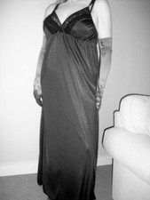 BLACK Silky Lacy Long Formal Length Bra Slip or Nightgown L-XXL BNWT