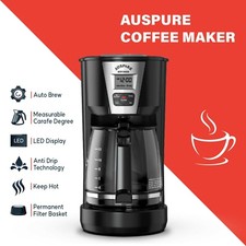 AusBrew 1812 Easy Drip Coffee Maker 12Cup AutoBrew Programmable Permanent Filter