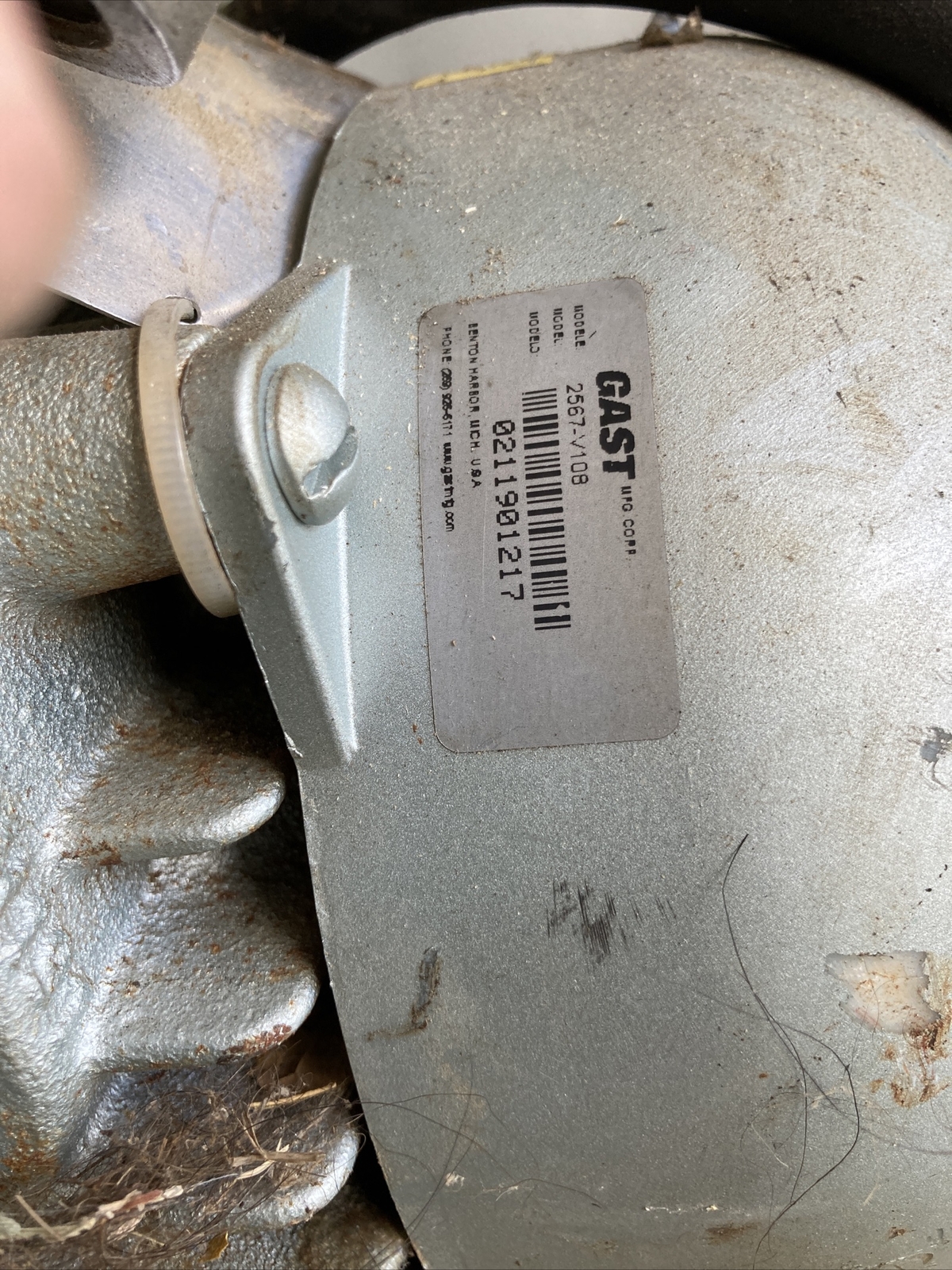 Gast 1.5 Hp Separate Drive Vacuum Pump Mod. 2067v108 eBay