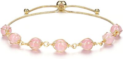 7 Chakra Armband Rosenquarz Gold Partnerarmband Yoga Meditation