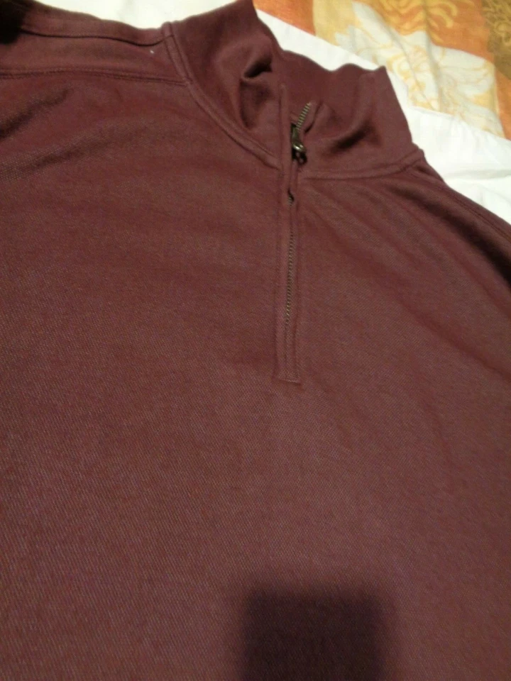 Apt 9 Mens 1/4 Zip Birdseye Knit Cotton Blend Maroon Sweater Pullover Modern Fit - Image 3 of 4