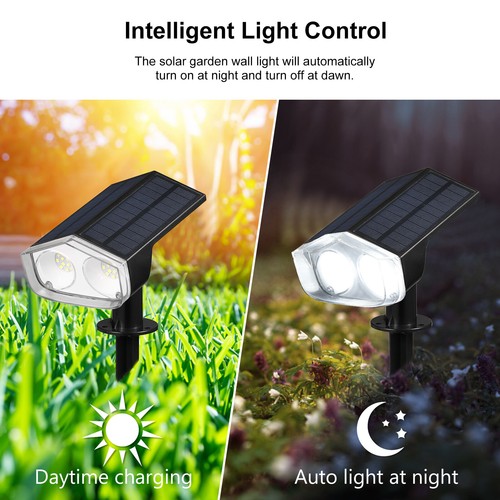 2pcs Solar Spotlight Outdoor Waterproof IP67 for Yard Patio Garden Pathway C1U8 - Picture 3 of 12