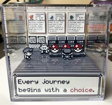 Pokemon Prof. Oak Lab 3D Cube Handmade Diorama - Gameboy - Fanart