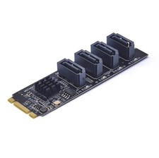 M.2 M KEY to 4-Ports SATA3.0 Riser Card PCI-E Expansion Apdapter 6Gbps Converter