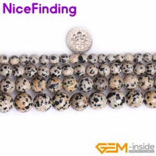 Round Dalmation Jasper Natural Beads For Jewelry Making Strand 15" 2mm Big Hole