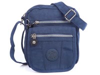 Bag Street Kleine Damen Tasche Schultertasche Leicht Crinkle Nylon Dunkelblau
