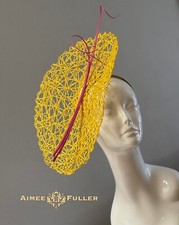 Aimee Fuller Royal Ascot Fascinator Kentucky Derby Hat Yellow Hot Pink Twirl Hat